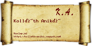 Kolláth Anikó névjegykártya